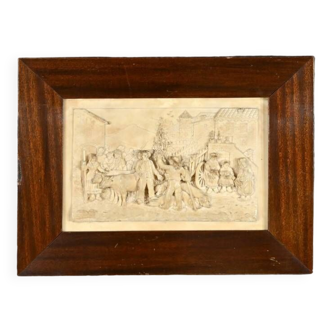 Bas-Relief Painting in Petrified Limestone, signed CF.Becker – Late 19th century