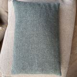 Coussin bleu vert en gros lin