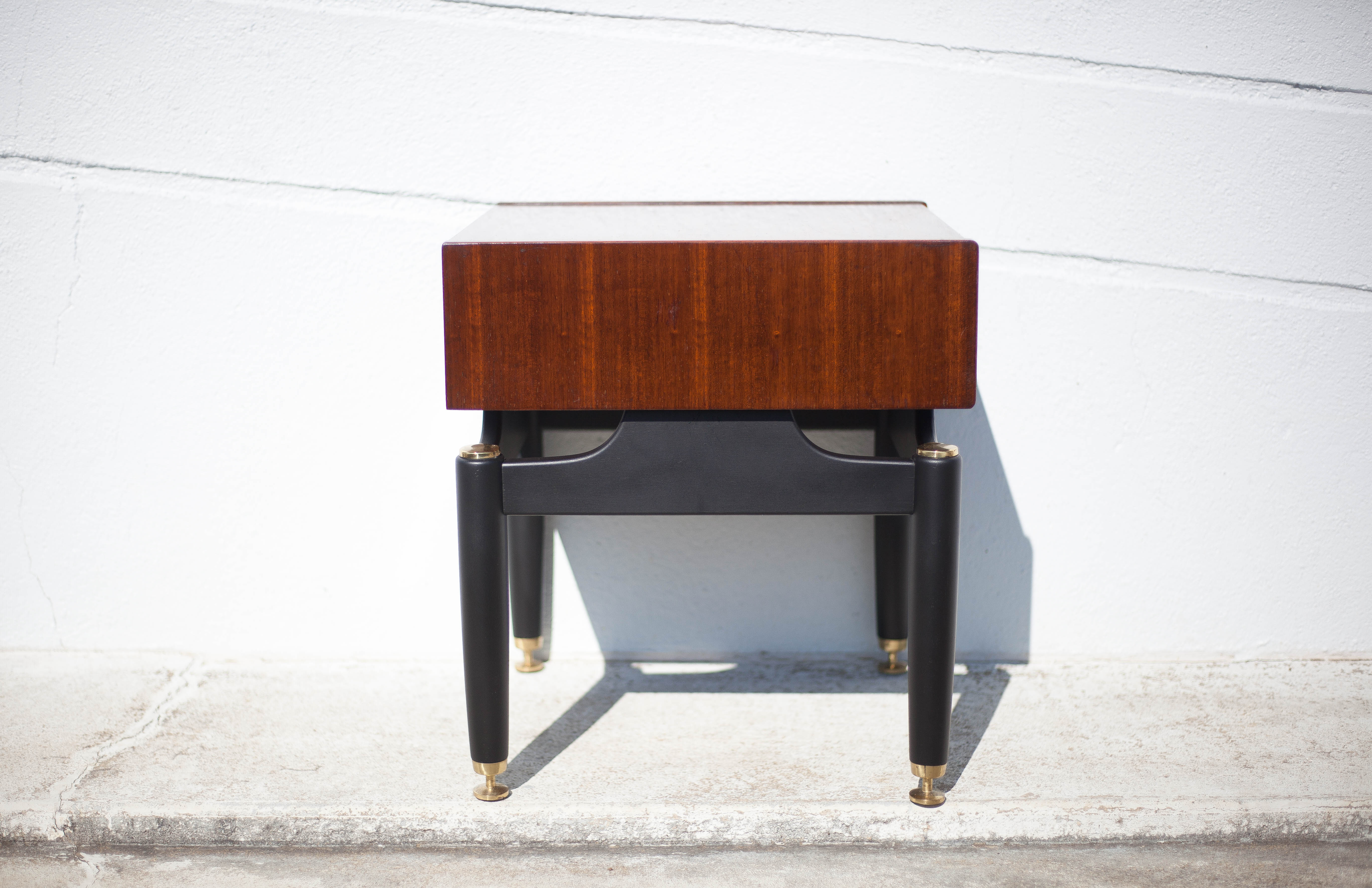 G-Plan bedside table in vintage wood and brass
