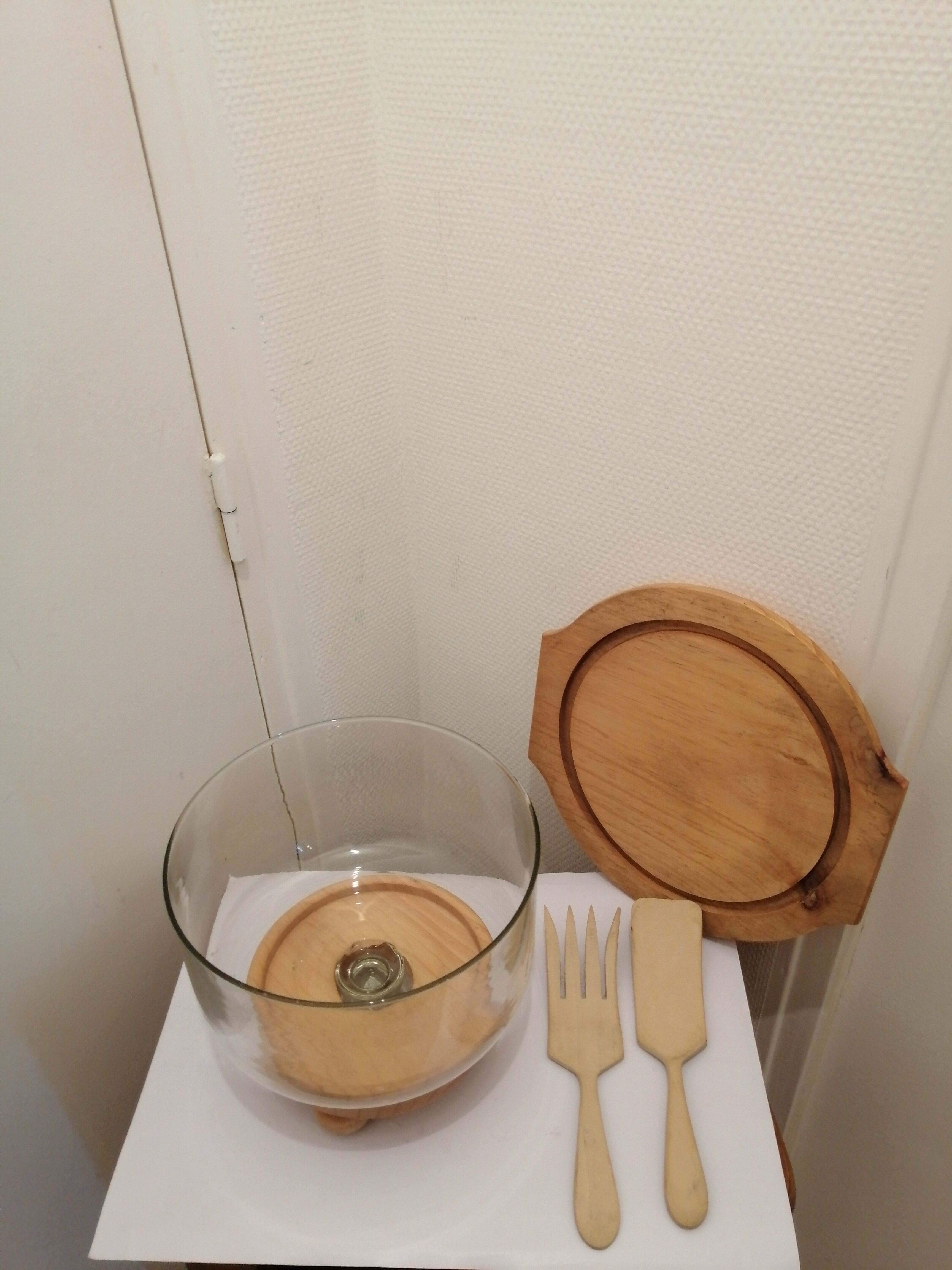 Wooden and glass cake display