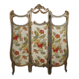 Louis XV style screen with three sheets in molded wood and embroidered fabrics