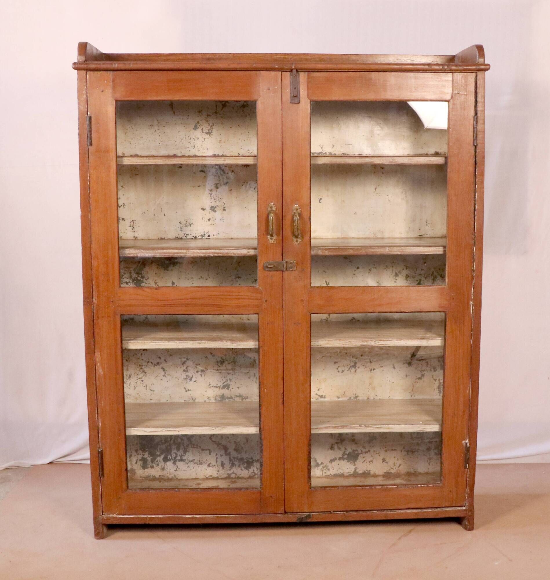 Old art deco showcase in Burmese teak patina original interior swine