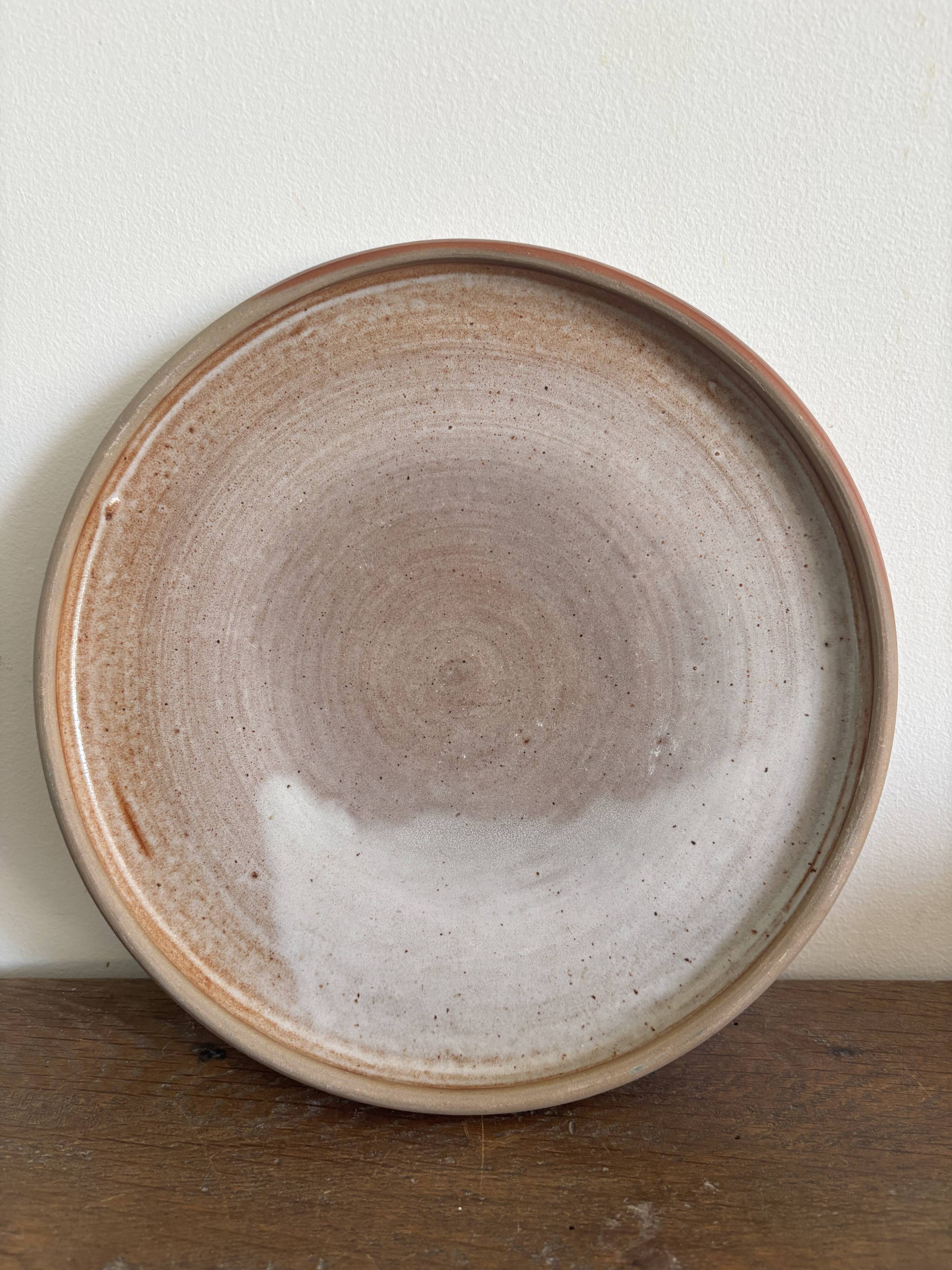 Stoneware plate signed Roger Jacques – Puisaye – vintage ceramics