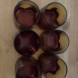 Set of 6 small amber glasses
