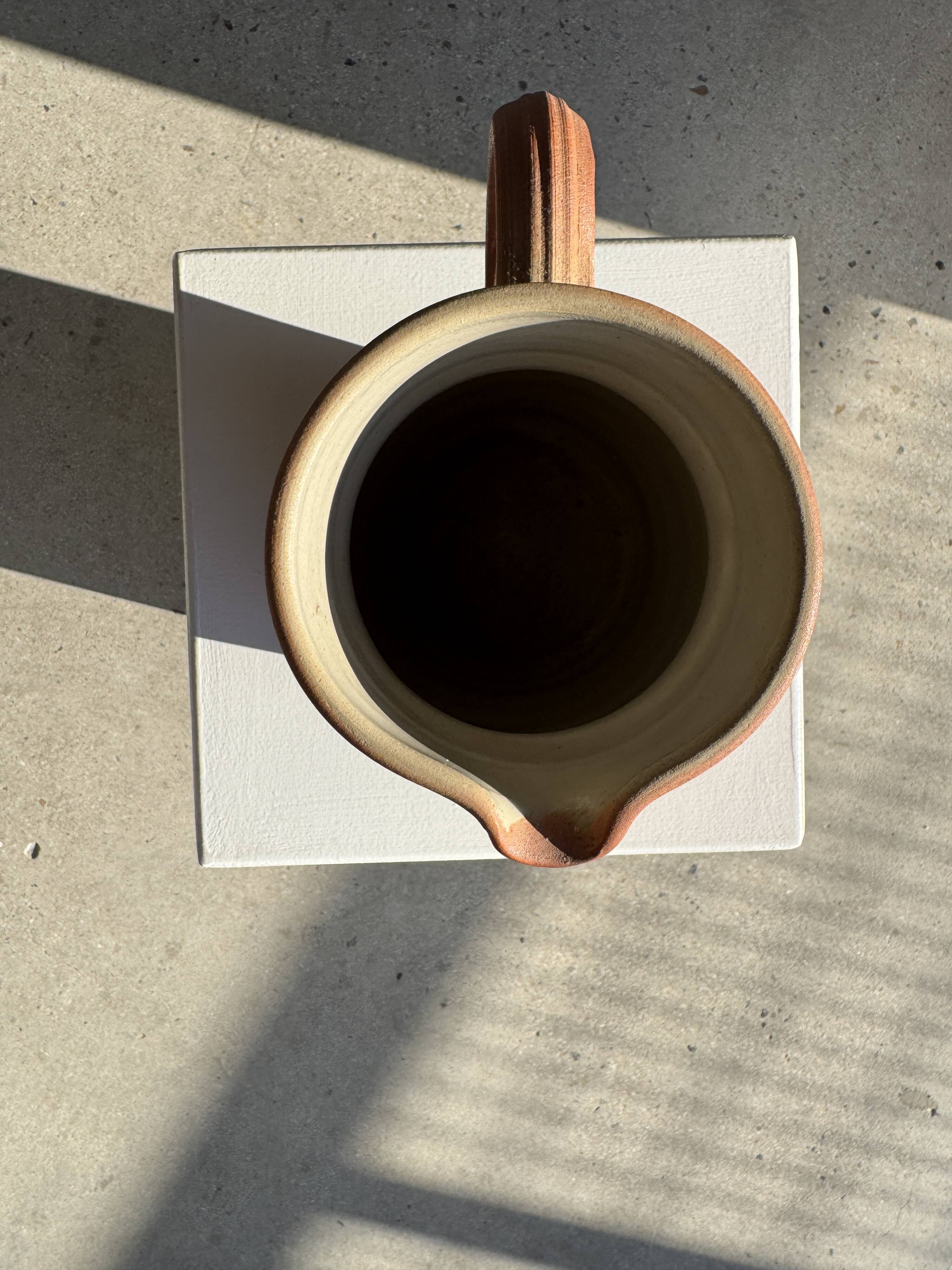 Large orange stoneware jug Grès Bonneval Made in France underneath H18