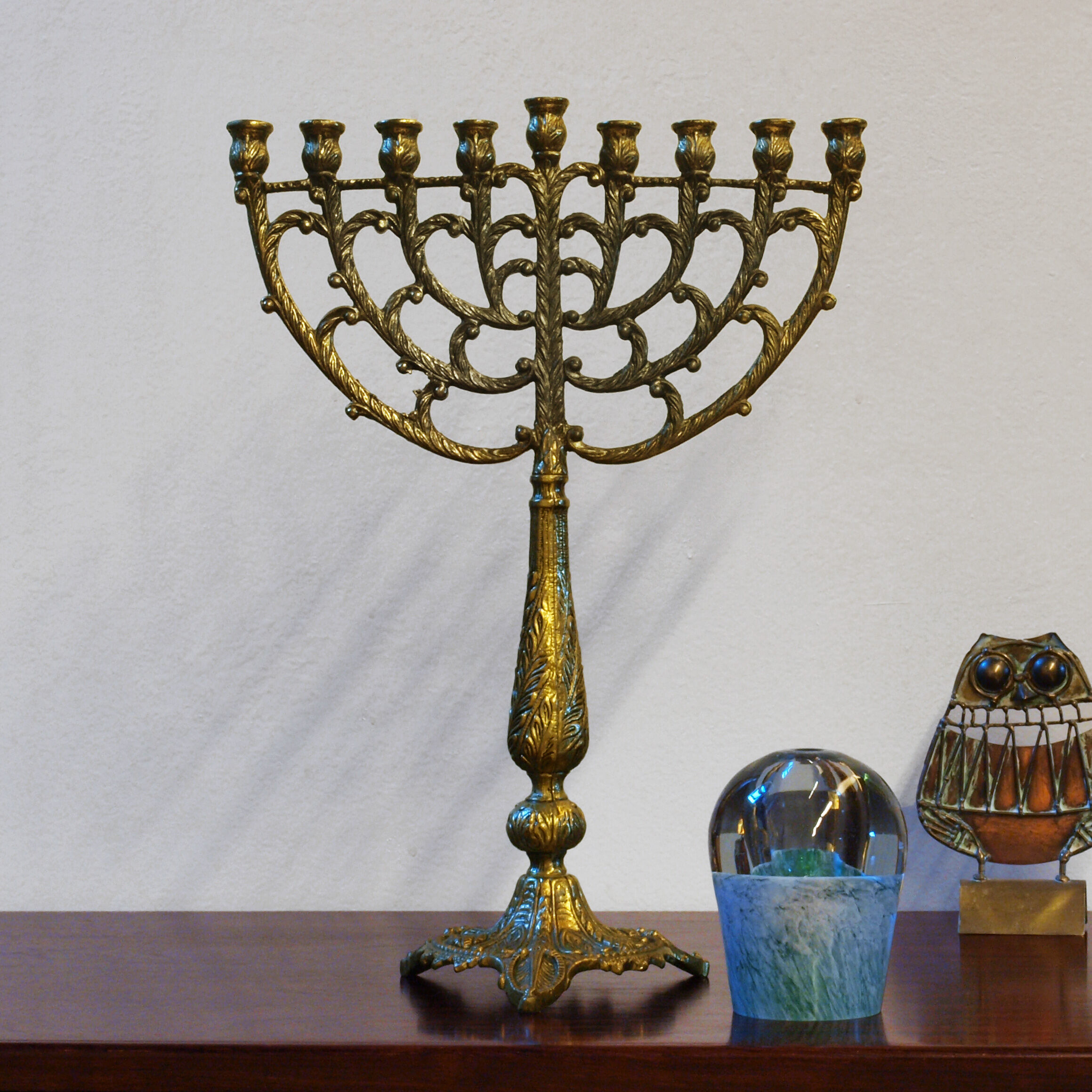 Menorah Hanukkah Brass Chandelier by Tamar