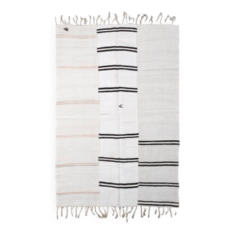 Beige & Black Striped Vintage Kilim Rug, 170x256 Cm