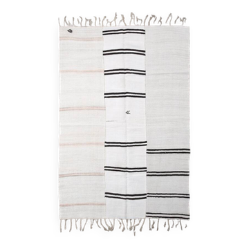 Beige & Black Striped Vintage Kilim Rug, 170x256 Cm