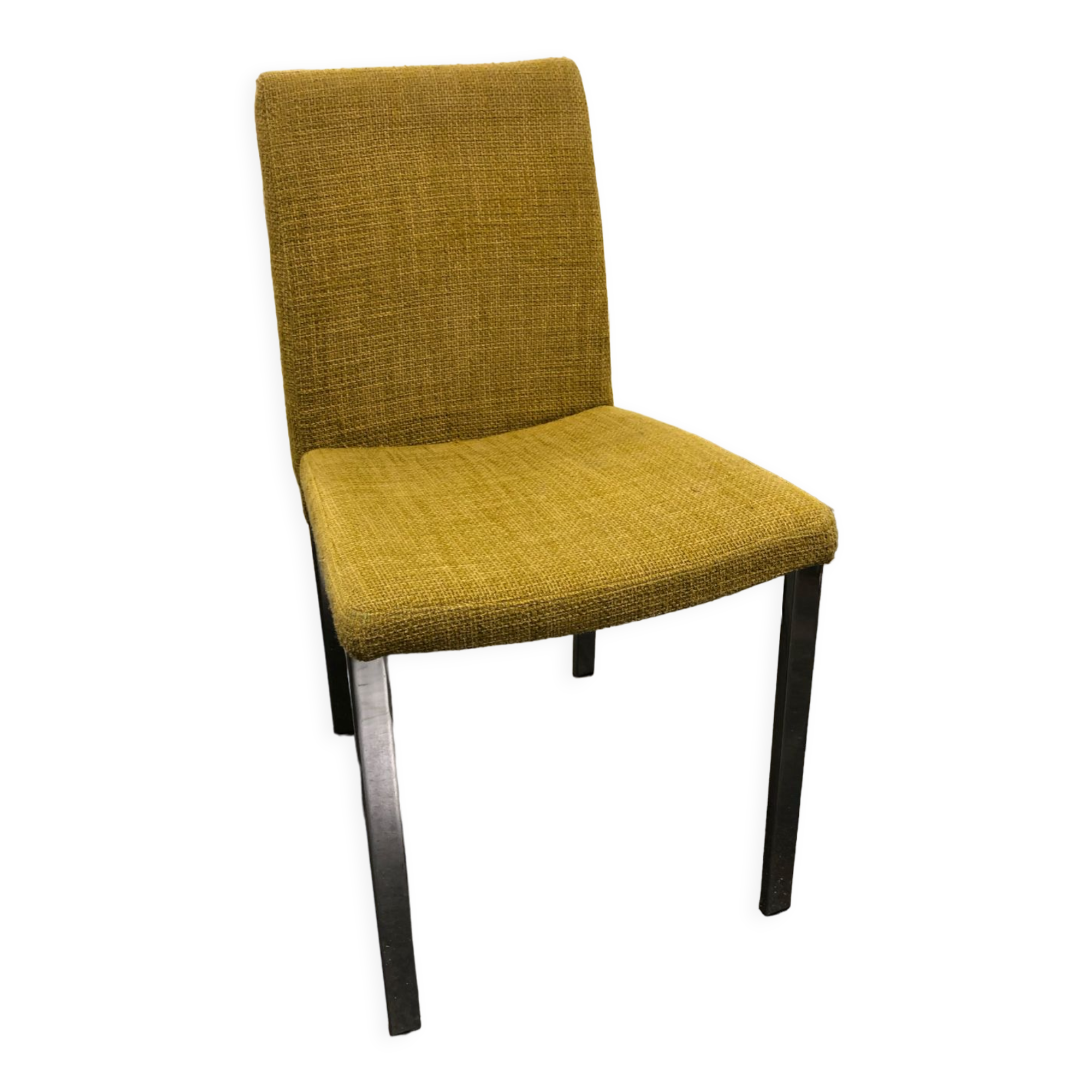 Chaise de bureau moutarde métal chromé Italie vers 1970
