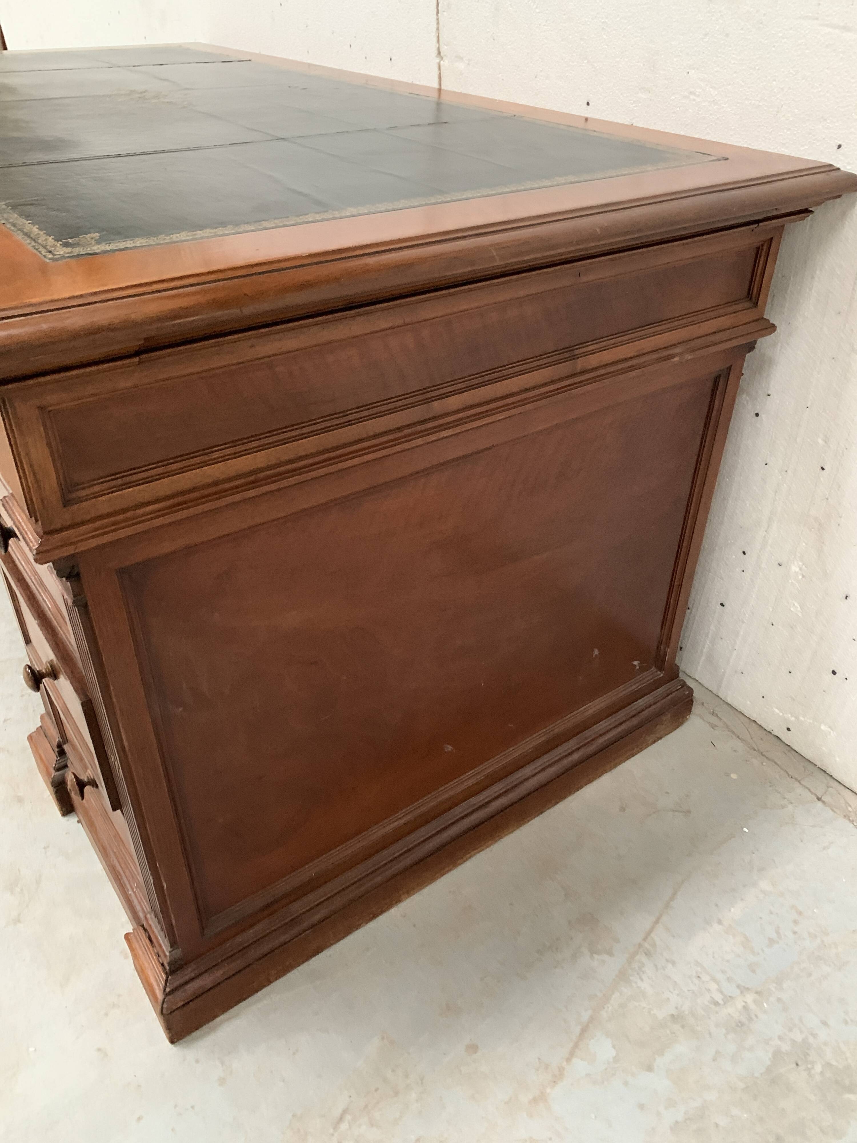 Napoleon III desk with pedestals in solid walnut 19th century