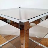 80s chrome and smoked glass rolling trolley