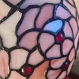 Antique art nouveau bronze lamp with glass shade in tiffany style 44x20