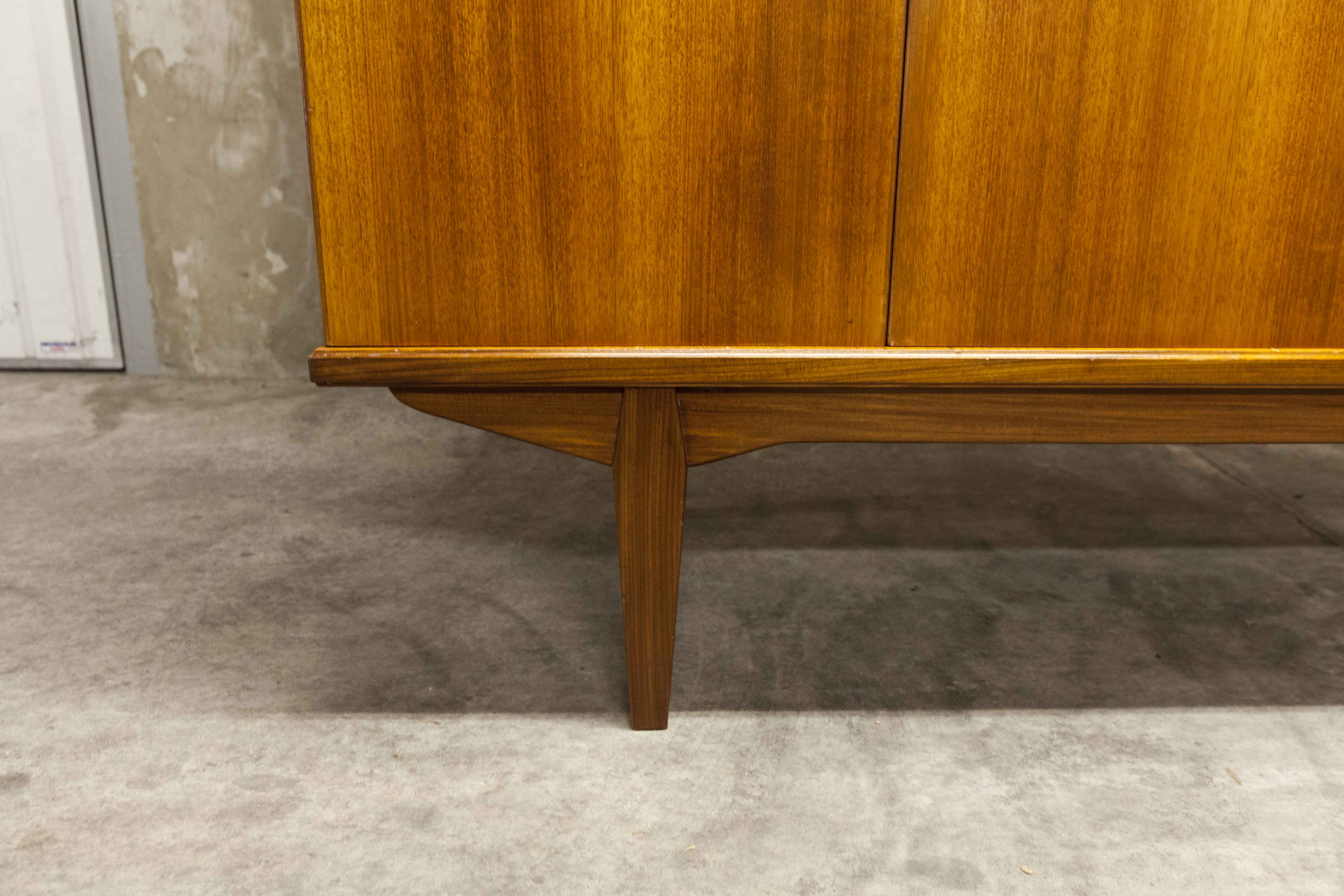 Scandinavian teak cabinet 4 doors 2+1 drawers wardrobe 1960
