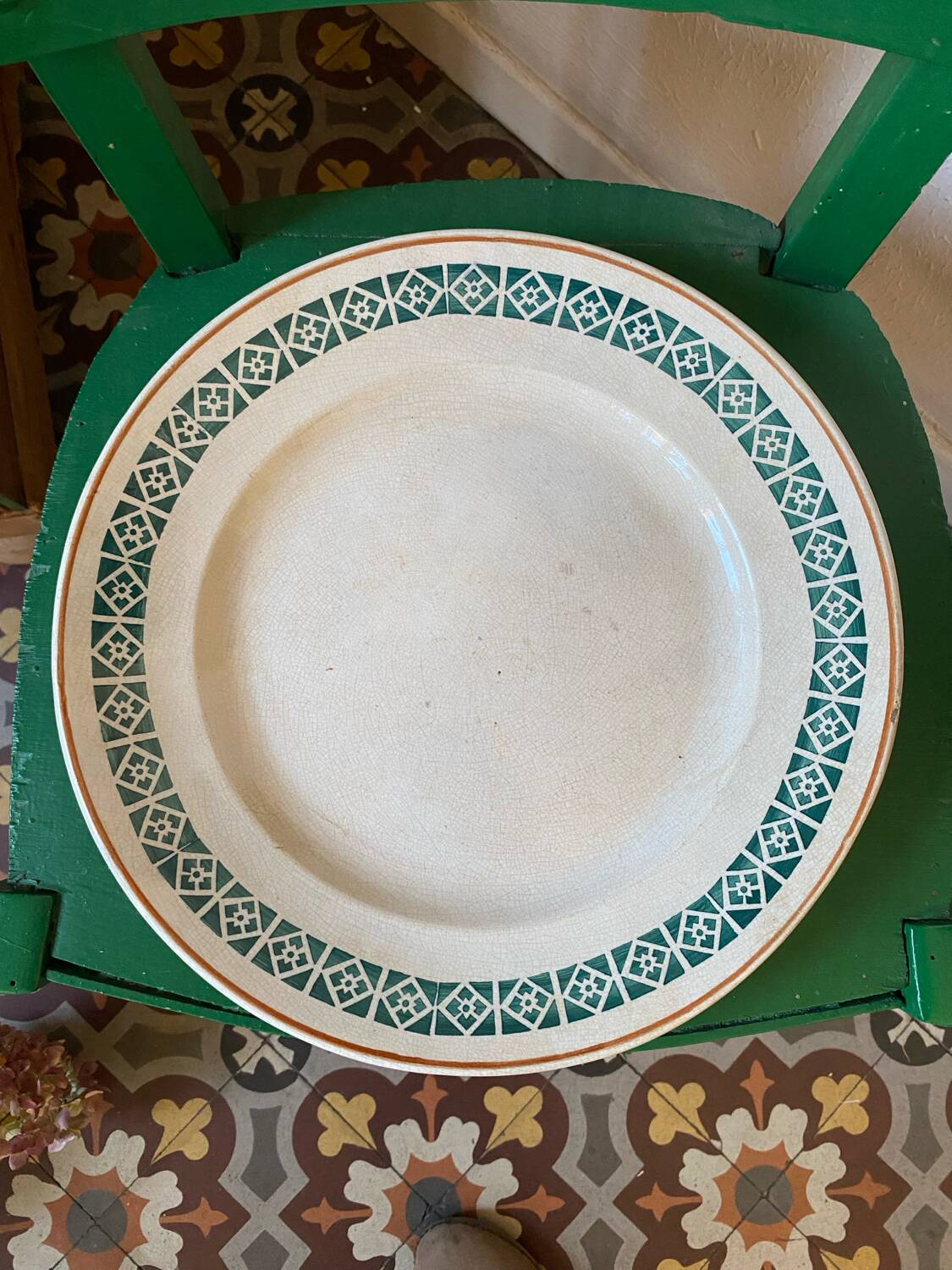 Large round Digoin dish.