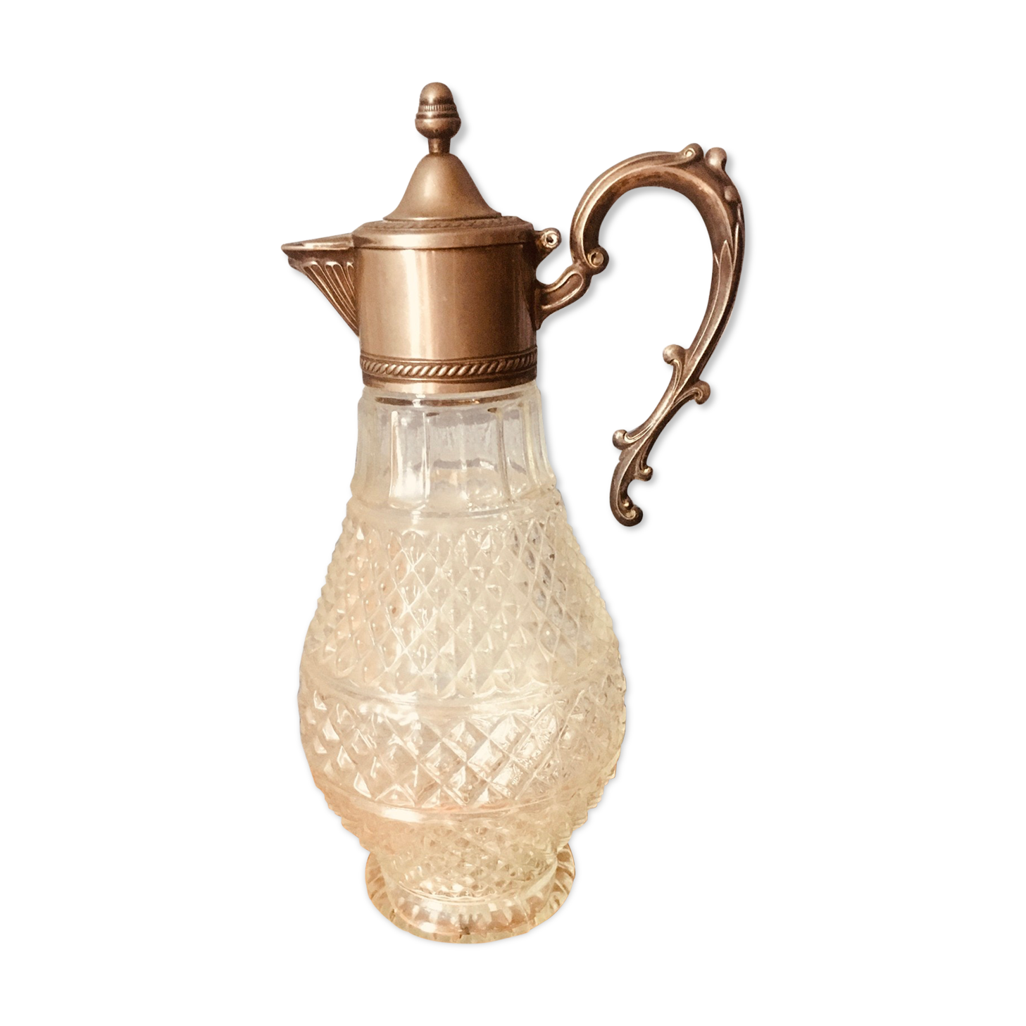 Italian wine carafe glass and silver plated