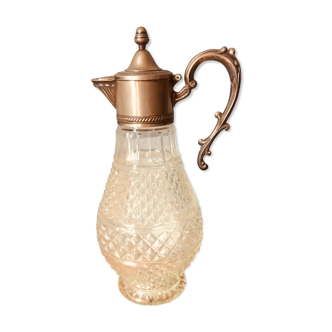 Carafe à vin italienne verre et plaqué argent