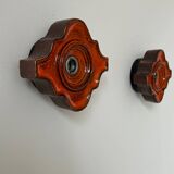 Pair of vintage wall lights, brown and orange ceramic, Sweden 1960