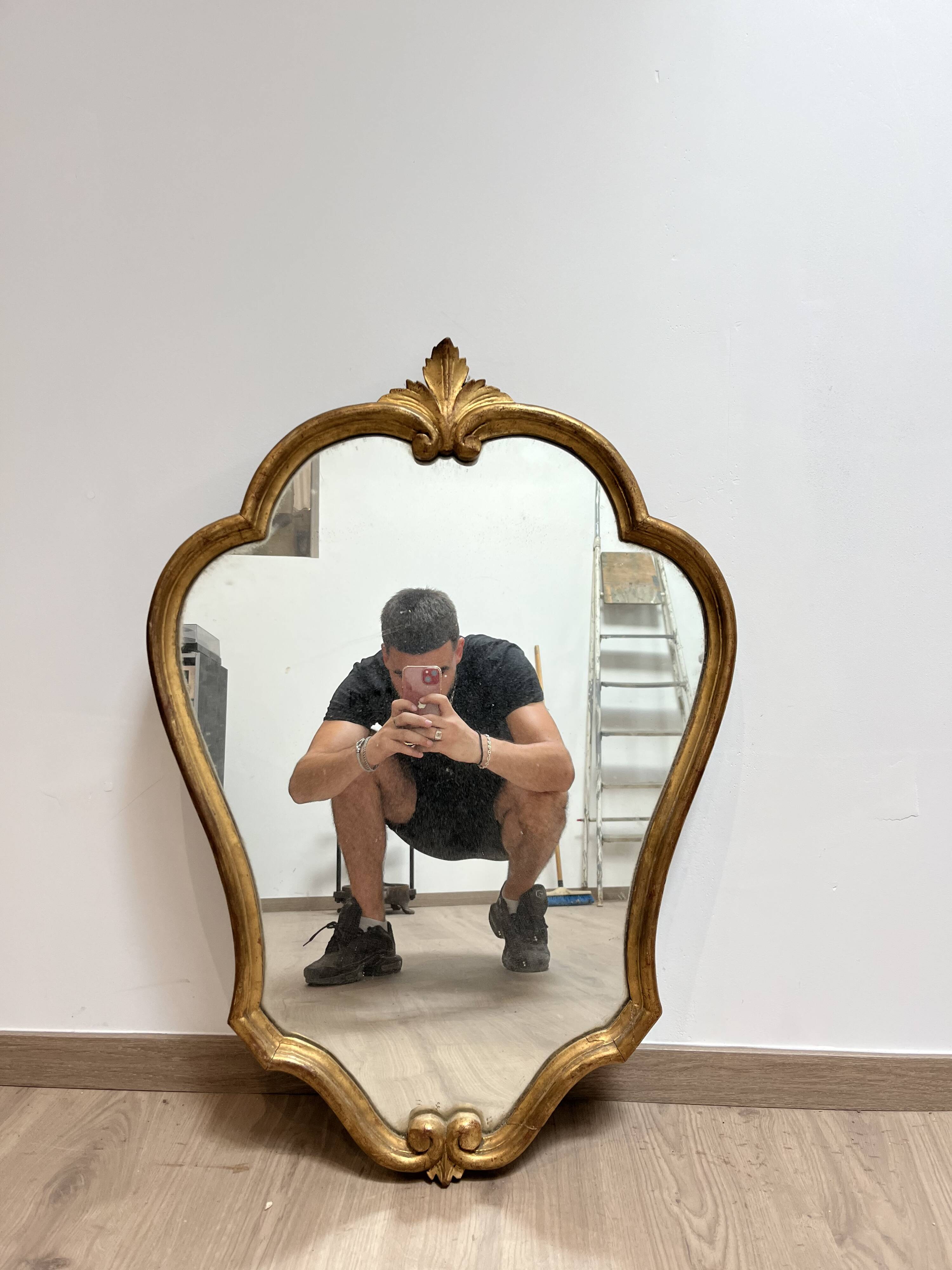 Mirror in wood and gilded stucco, 19th century