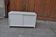 White painted wooden shoe cabinet, vintage 1950s - storage cupboard for shoe polish.