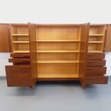 High Scandinavian modernist vintage sideboard in teak and black metal.