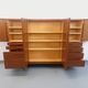 High Scandinavian modernist vintage sideboard in teak and black metal.