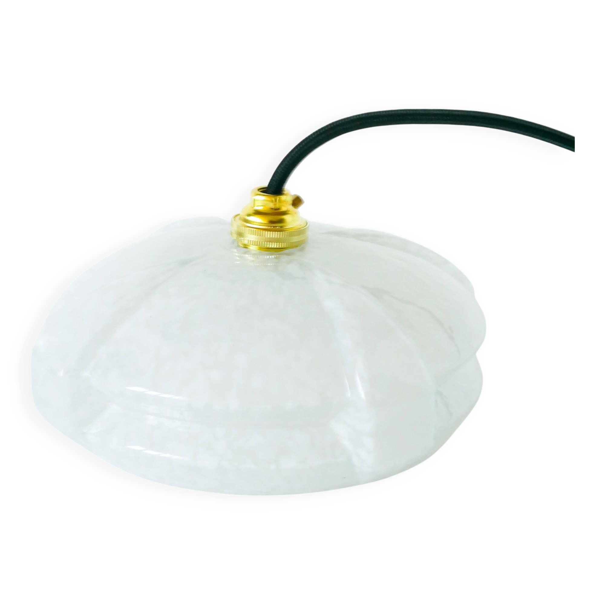 Clichy glass pendant, graphic shape, white, Art Deco, 1930