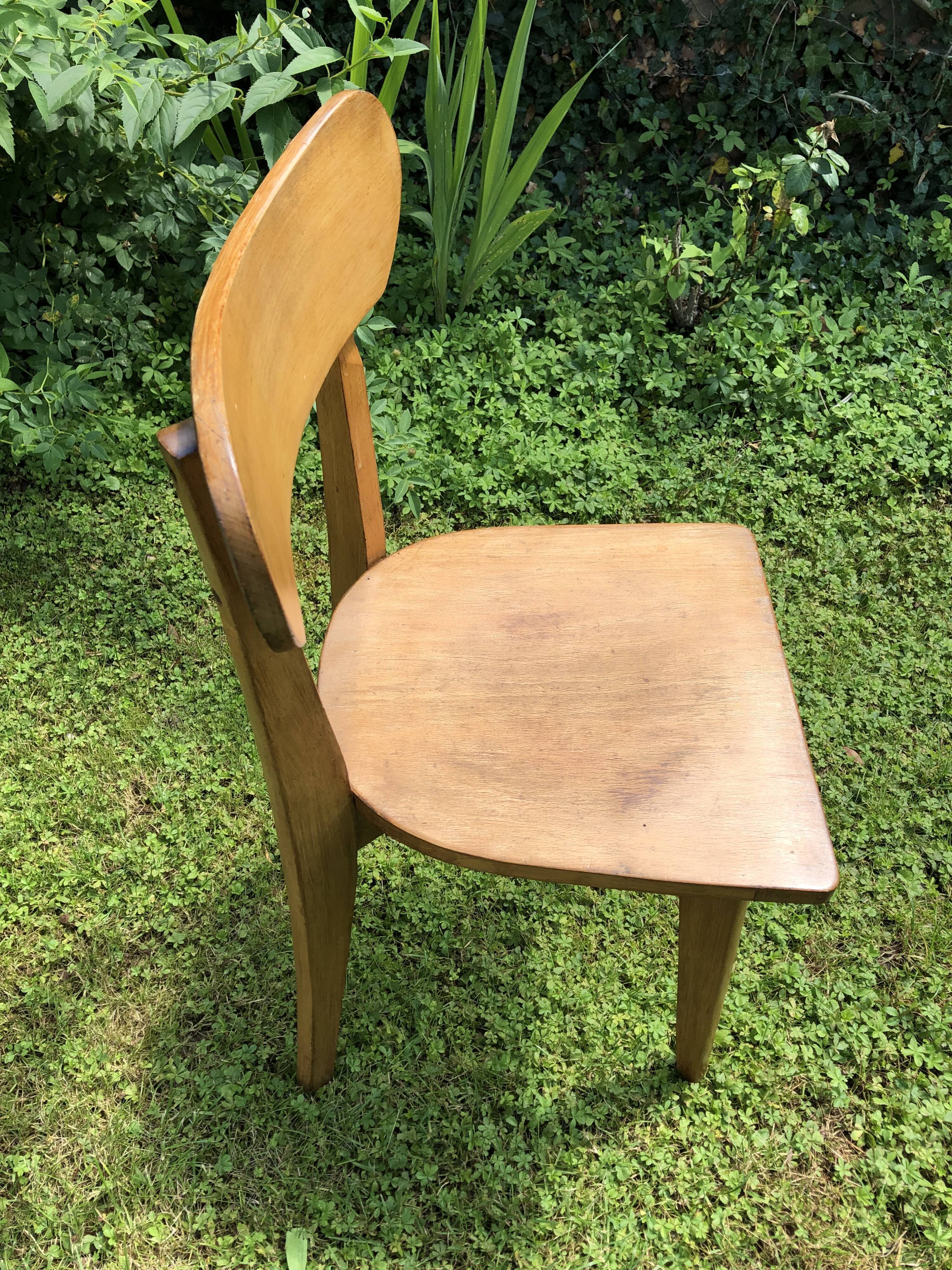 Chaise scandinave bois clair années 70 vintage