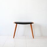 Vintage wooden and leather stool