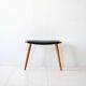 Tabouret vintage en bois et cuir