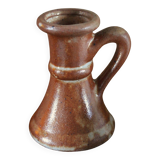 Small vintage marbled stoneware candlestick with handle