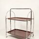 Bar de service vintage Bauhaus style chrome et bois mobile wengé