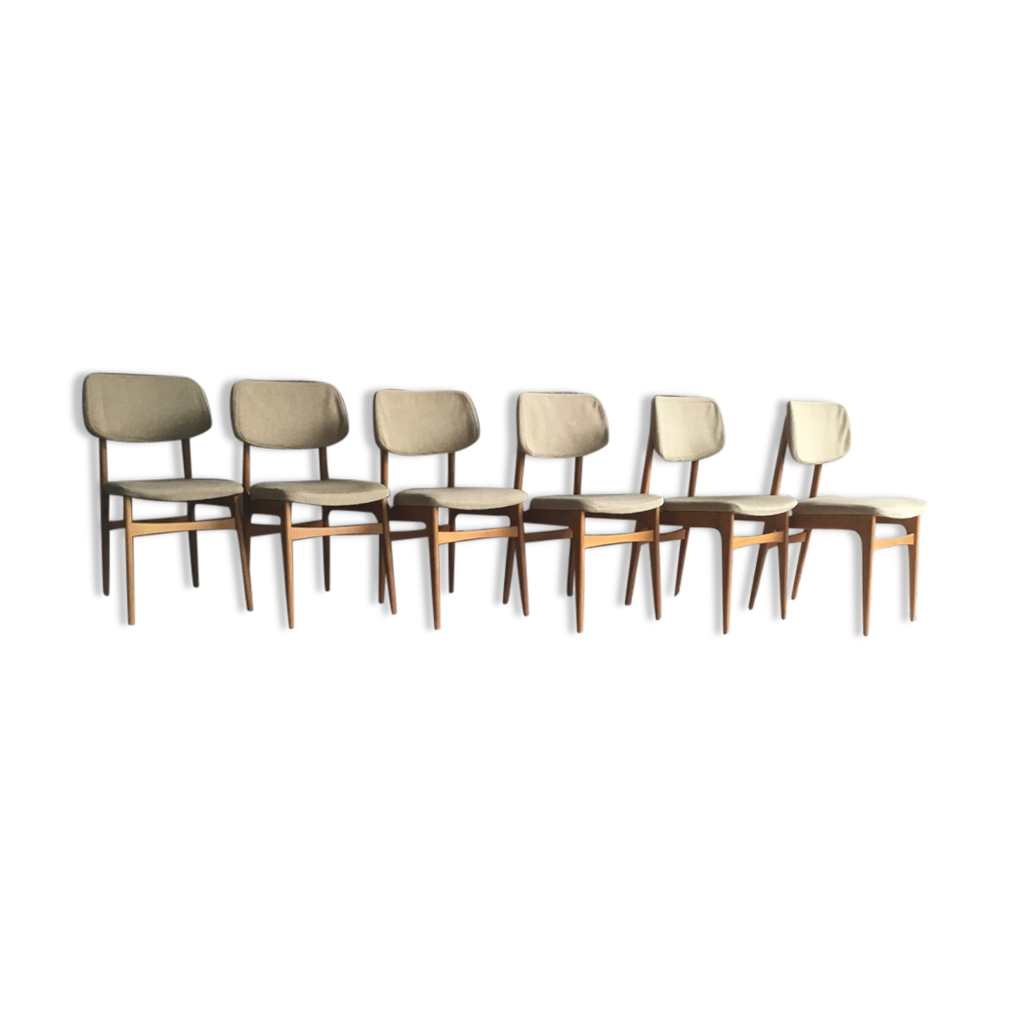 Set of 6 Scandinavian-style chairs stamped NF Seat 44 - 1960