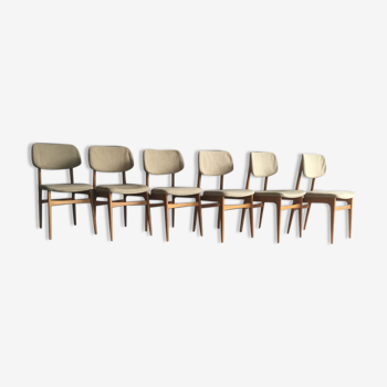Set of 6 Scandinavian-style chairs stamped NF Seat 44 - 1960