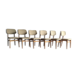 Set of 6 Scandinavian-style chairs stamped NF Seat 44 - 1960