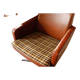 DDR Retro Swivel Armchair (1970s) – Brown Faux Leather & Checkered Seat