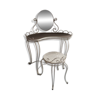 Wrought iron dressing table and chair