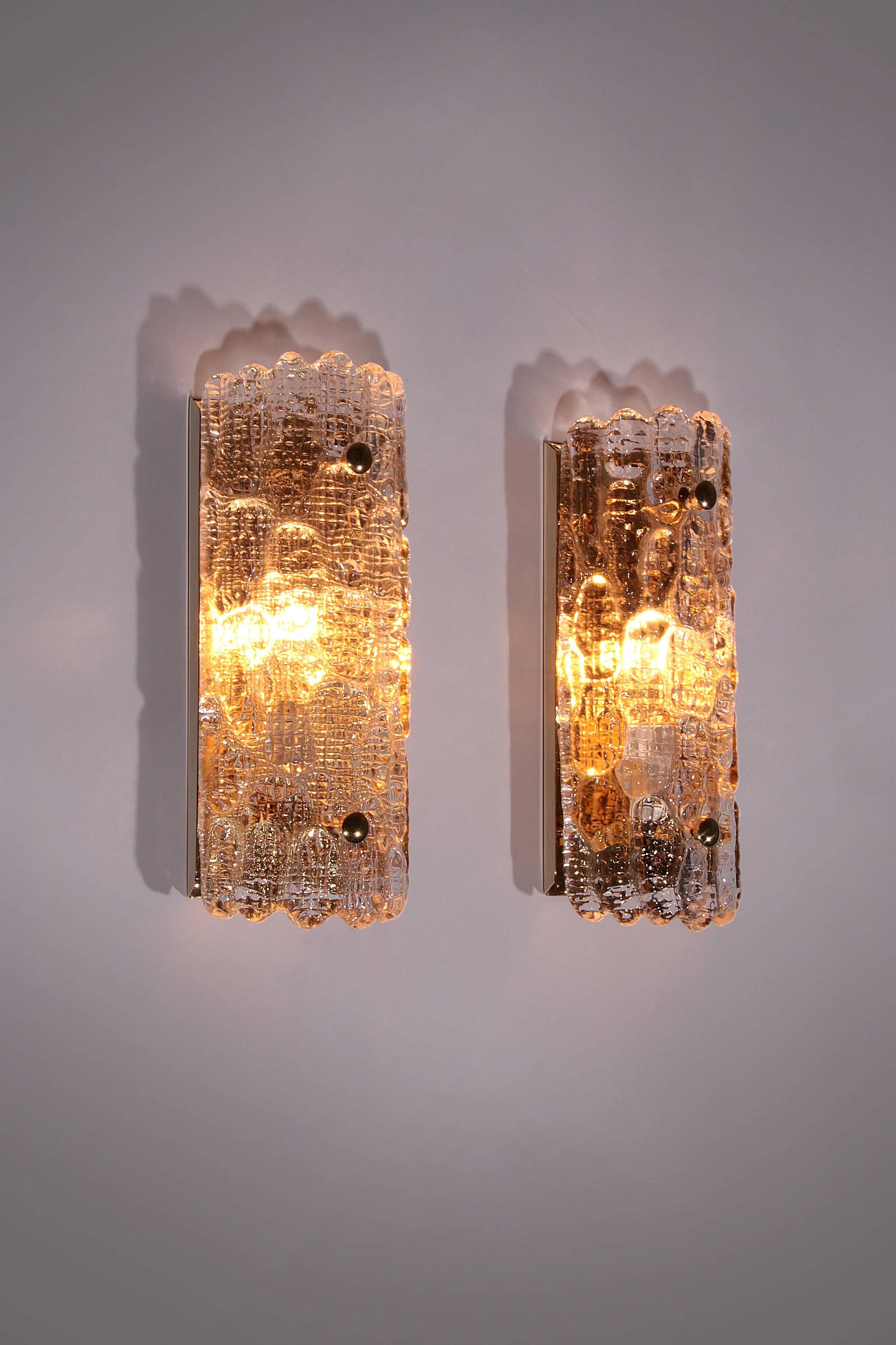 Wall lamps by Carl Fagerlund, Orrefors glass by Lyfa Denmark model Gefion