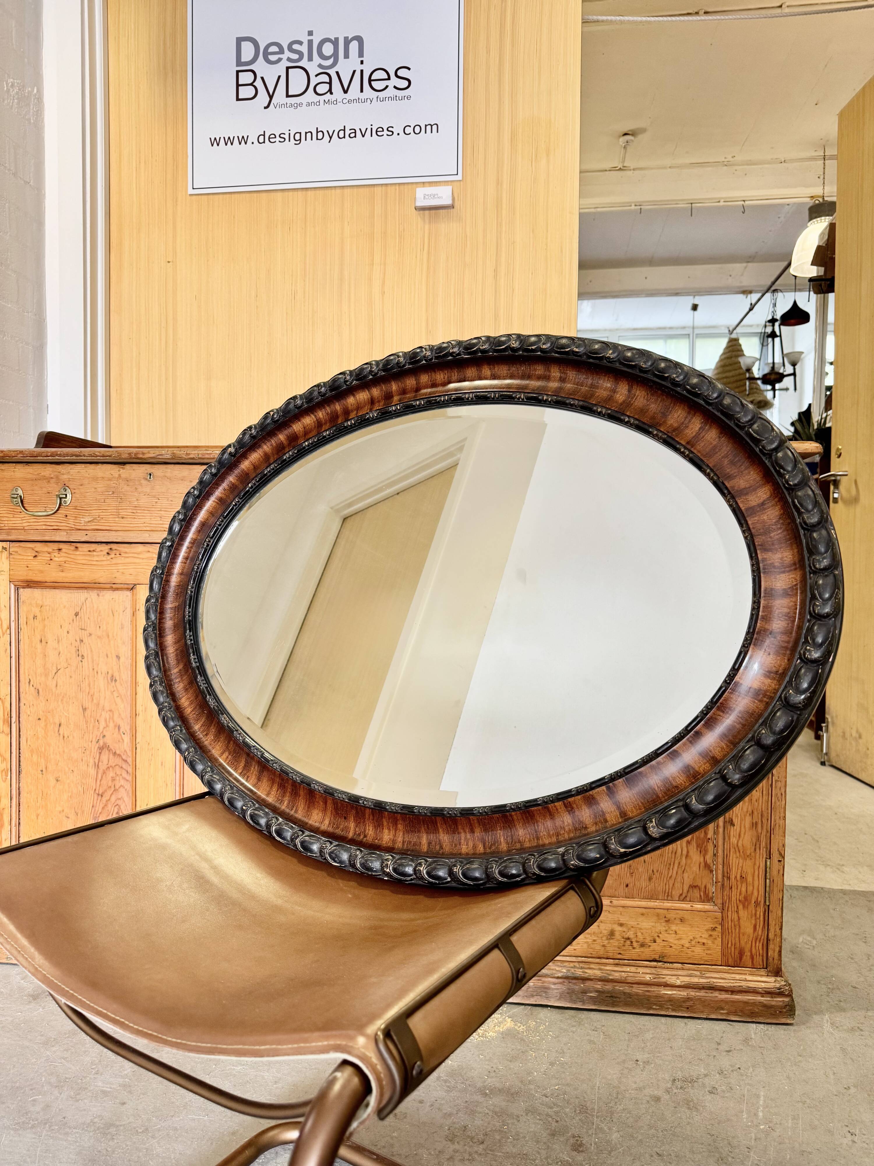 Edwardian Oval Wall Mirror Bevelled Edge