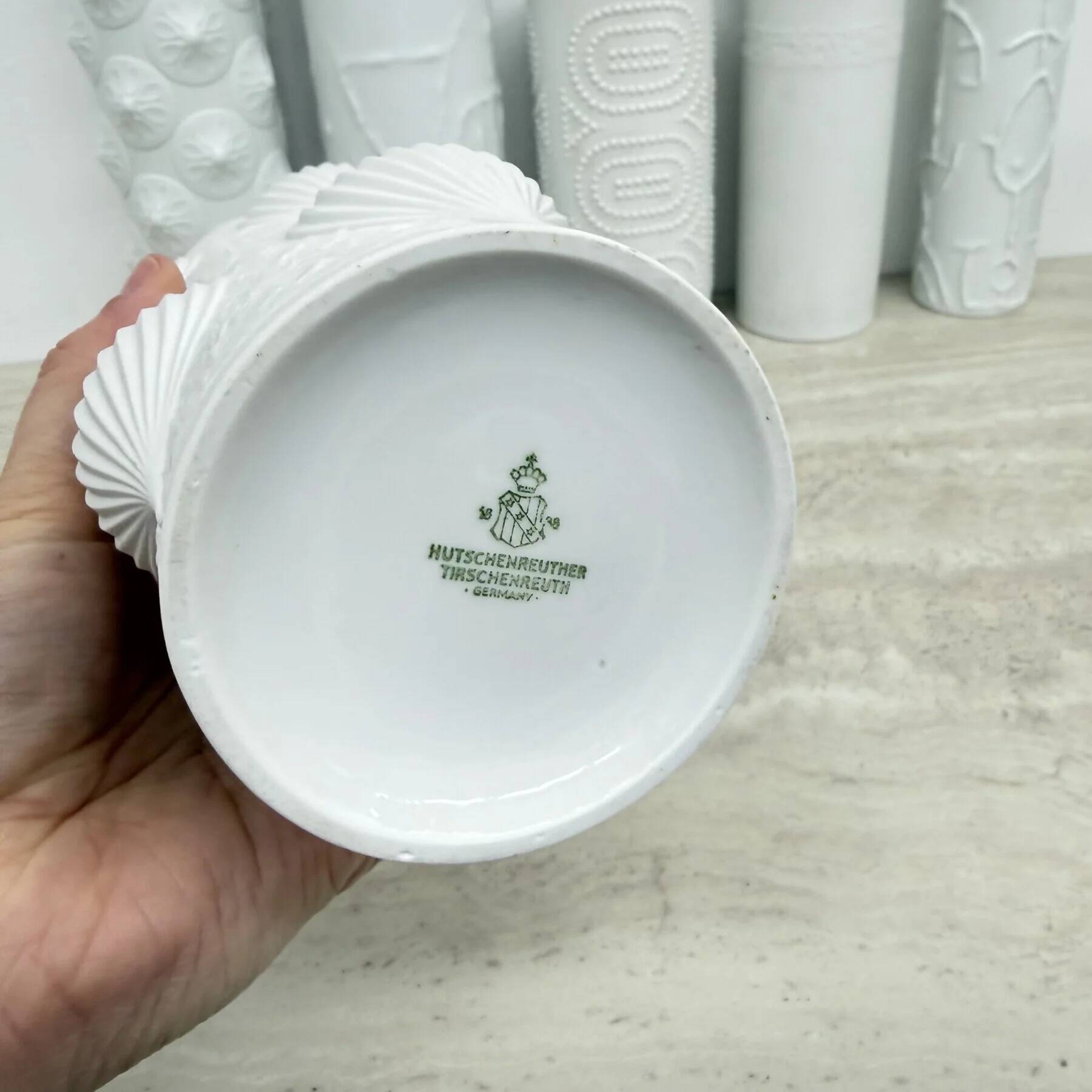 Set of 6 biscuit porcelain vases, 1970s