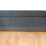 Canapé pliable danois vintage noir bouclé, années 1970