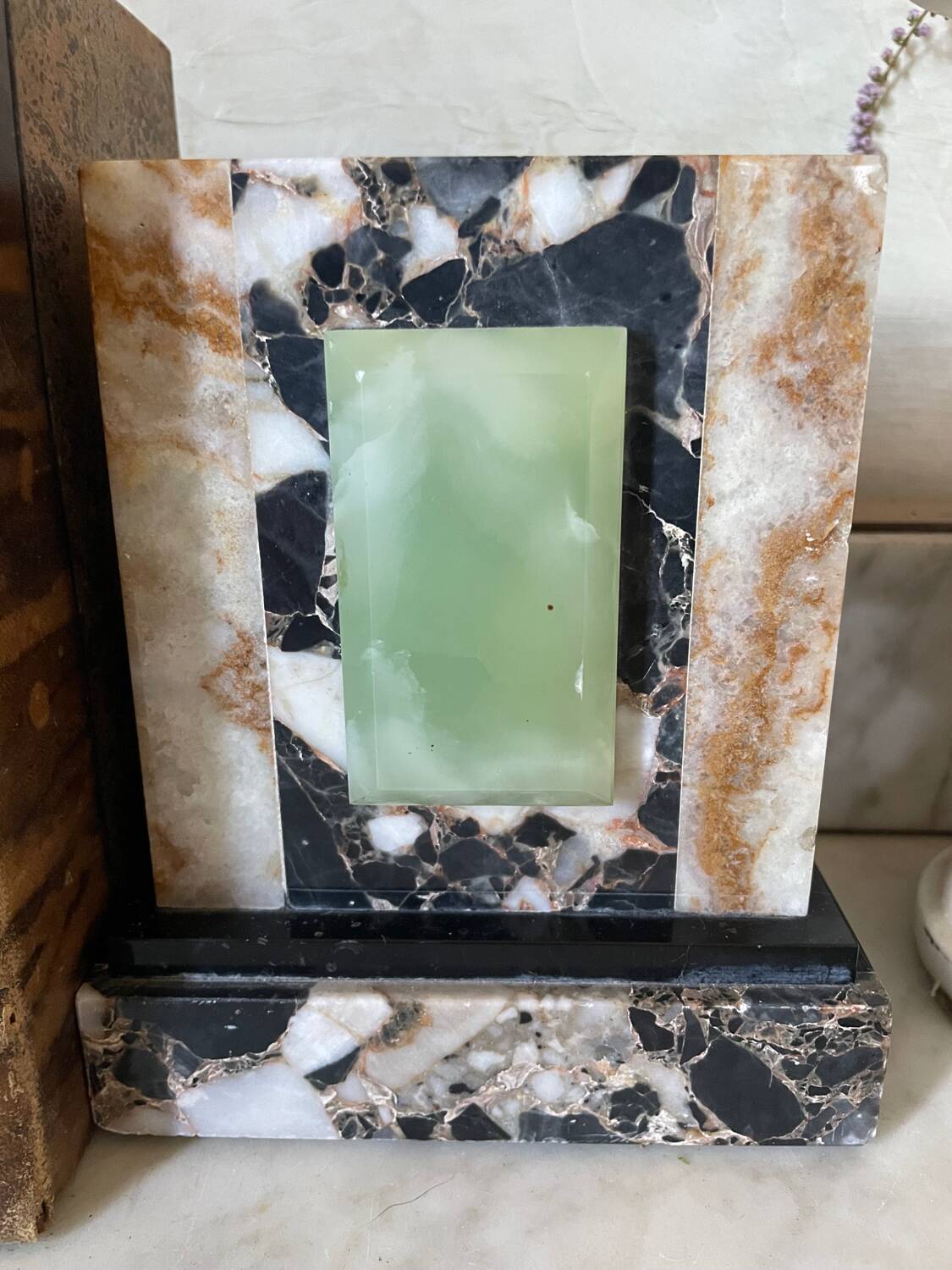 Pair of Art Deco marble and onyx bookends