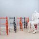 Suite de 6 chaises post-modernes en métal laqué artifort années 2000