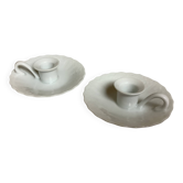Pair of white cellar rat candlesticks