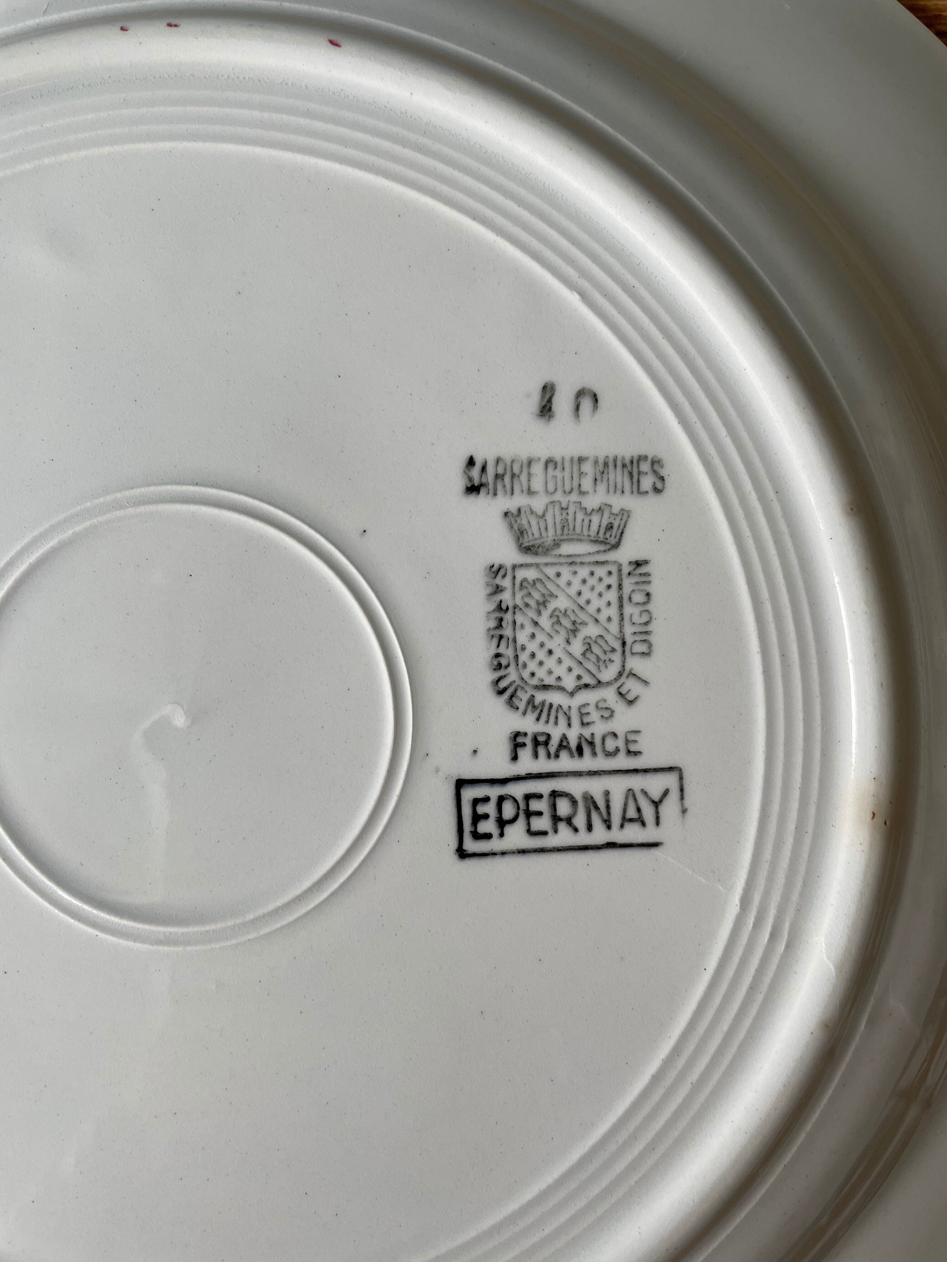Lot de 6 assiettes plates collection Epernay Digoin Sarreguemines