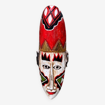 Masque traditionnel Javanais 30cm Java Indonésie fait et peint main ancien vintage