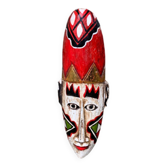 Masque traditionnel Javanais 30cm Java Indonésie fait et peint main ancien vintage