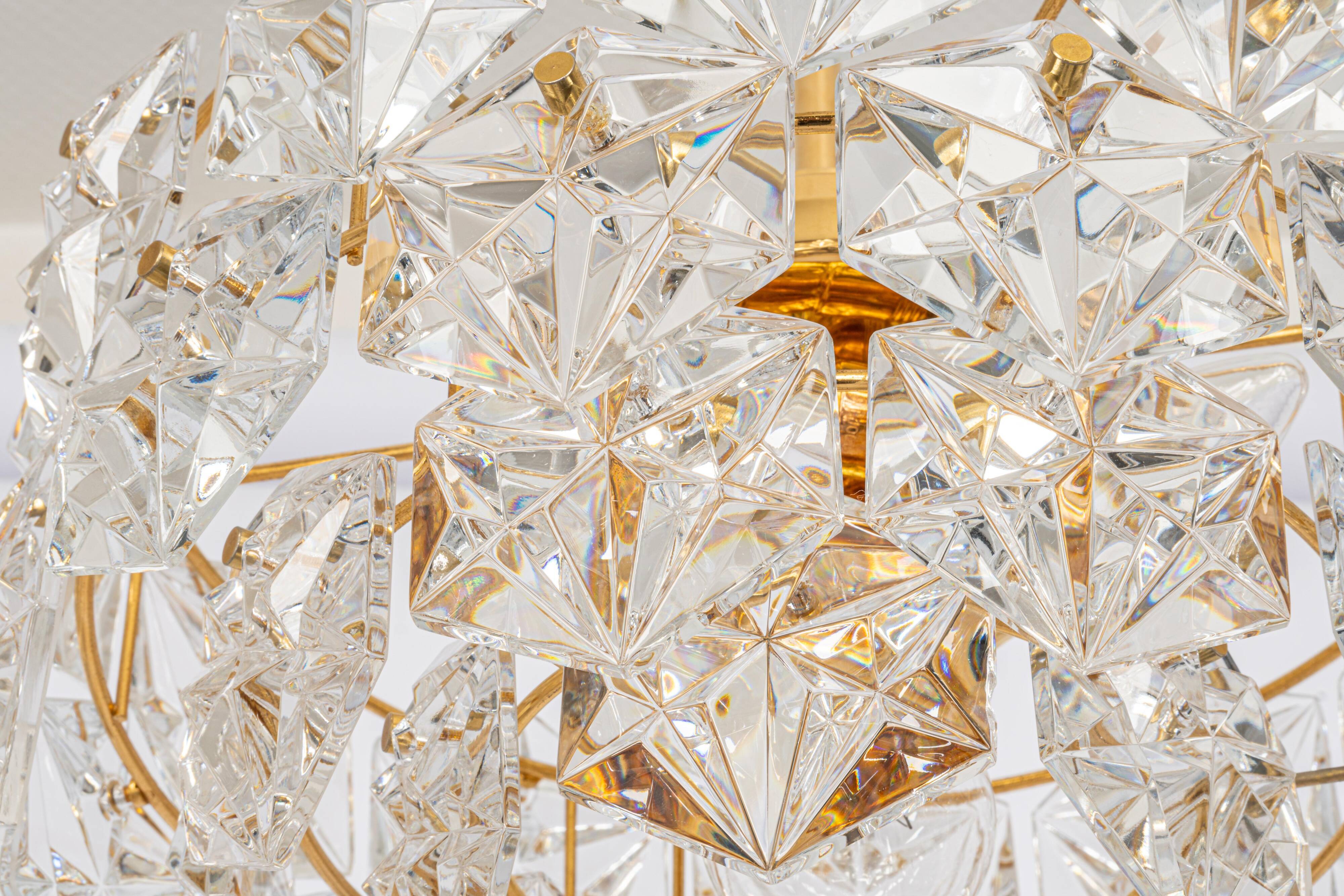 Small chandelier, brass and crystal glass by Kinkeldey, Germany, 1970s.