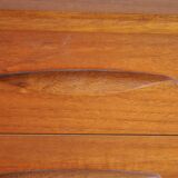 Brown teak sideboard by Frank Guille for Austinsuite, 1960s, 6 drawers, trestle legs.