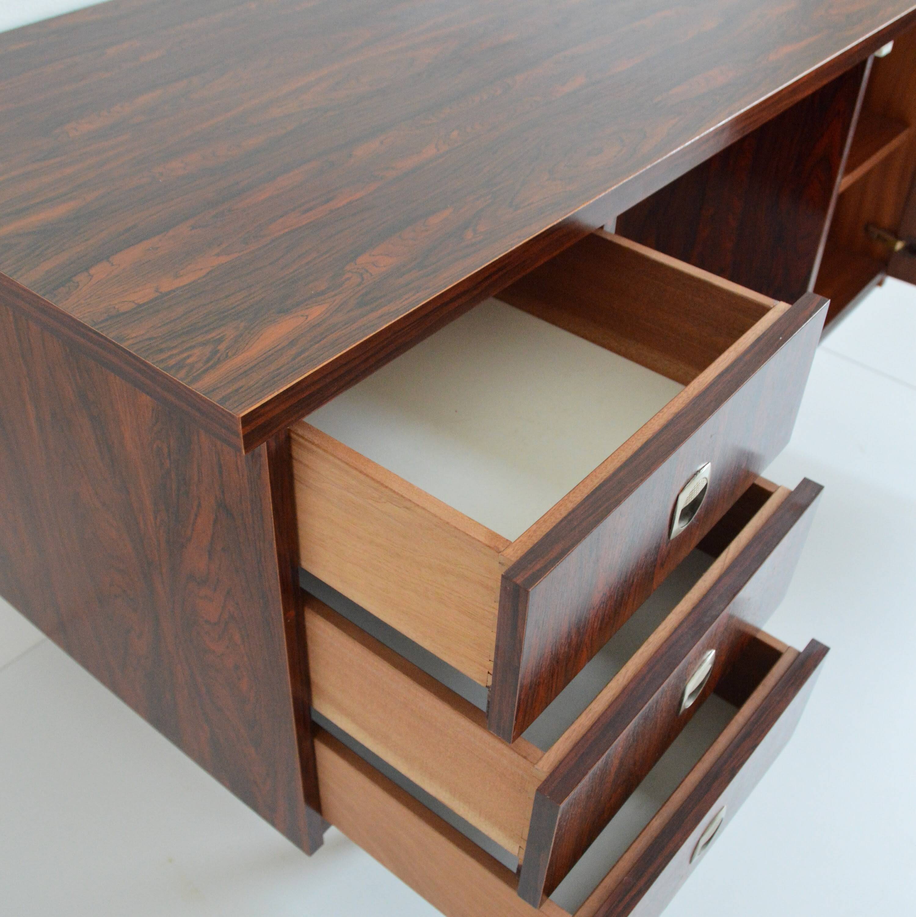 Scandinavian rosewood desk 1960 vintage
