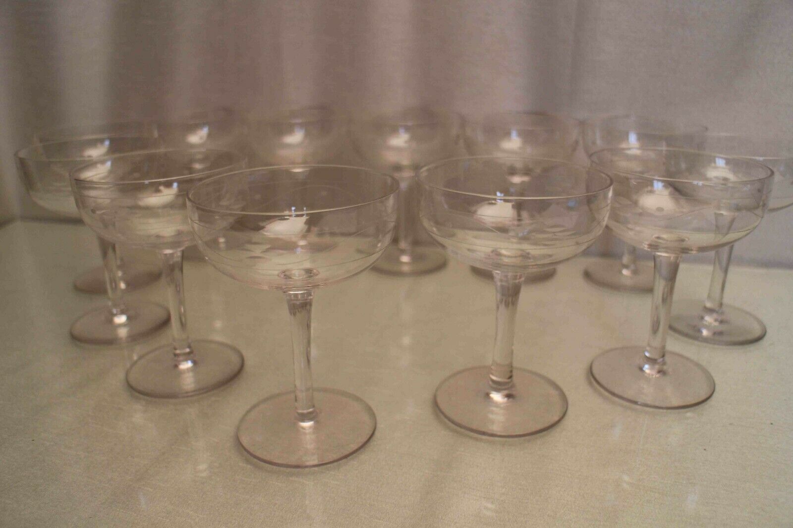 Suite of 12 crystal champagne glasses